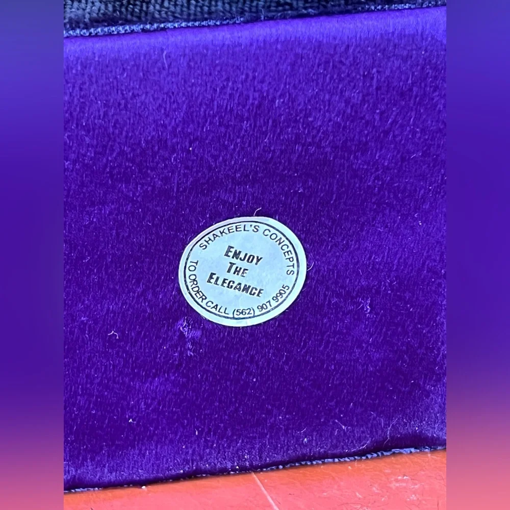 Shakeel's Concepts Purple Embroidered Velvet Jewelry Square Beaded Box